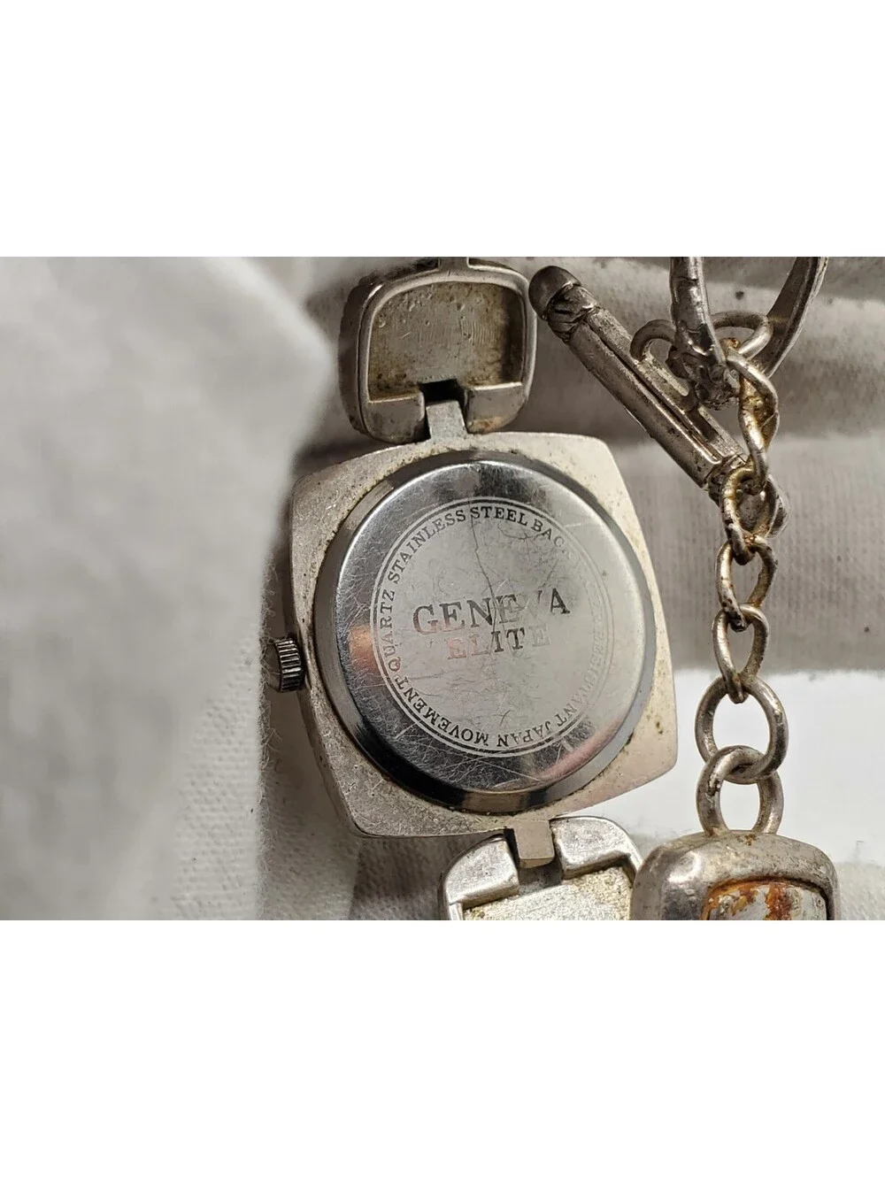 Geneva Elite Watch Women 26mm Square Silver Tone Square New Battery